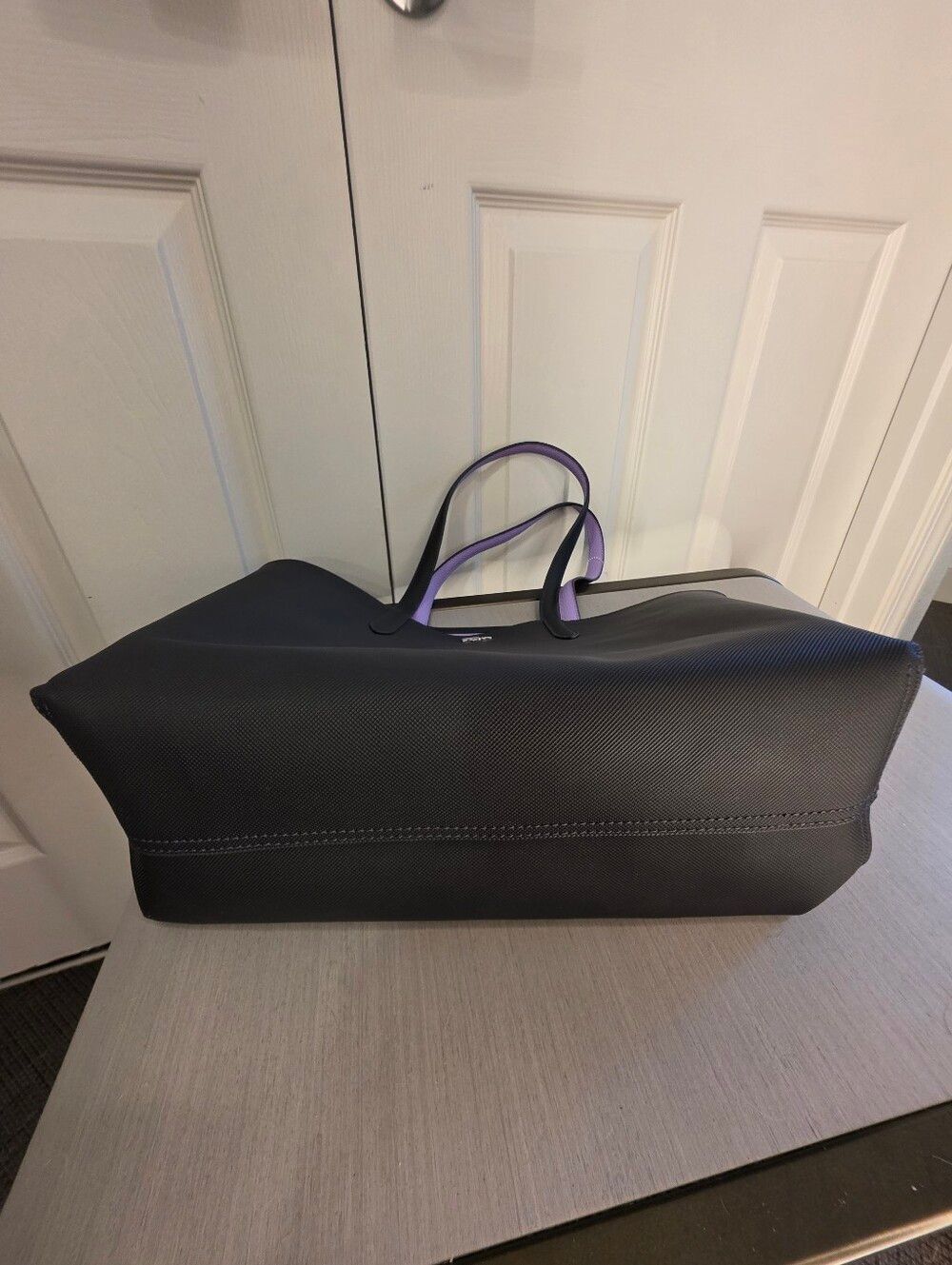 Lacoste Anna Reversible Two-Tone Tote Navy and Lilac NEW - Picture 8 of 8